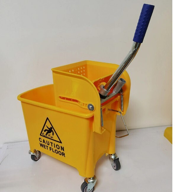 Heavy duty 20L Plastic Cleaning Mop Bucket &amp;Trolley Wringer set #LUC024