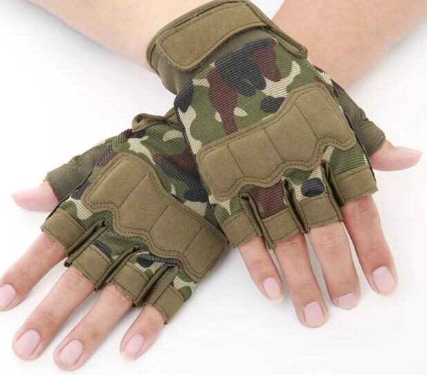 Army  camouflage half finger gloves 1 pair in Polybag HD-18