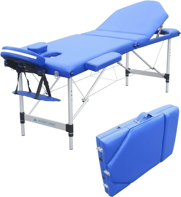 Premium PVC Leather Massage Bed with Headrest, Armrest, and Face Pillow - 185X70cm