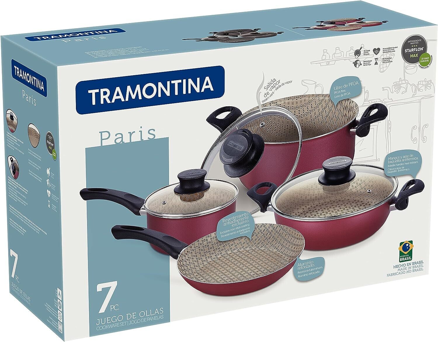Tramontina Non-stick 7 pcs Cookware Set with all Pots Needed for your Meals! Contains 26cm,24cm,20cm &amp;24cm frying pan