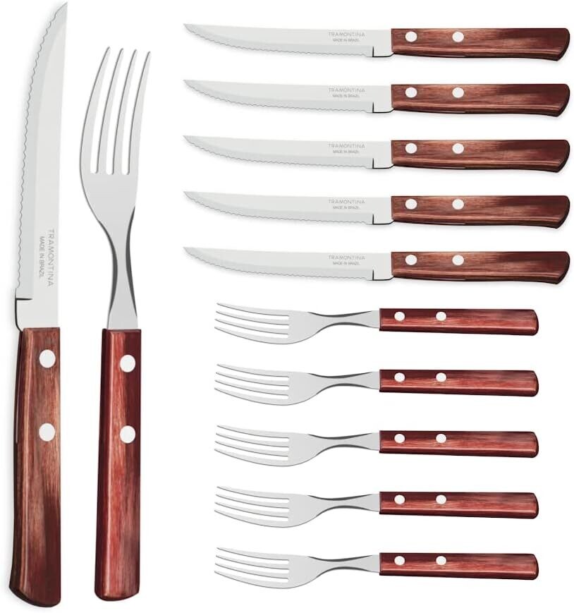 Tramontina barbeque set polywood handle steak knife &amp; Steak Fork