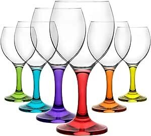 LAV Coral Misket wine glass 6pc set colored base wine cocktail glasses 250ml #Mis552