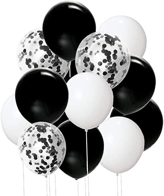 Black &amp; white Balloons,  10pcs assorted balloons ,Clear Confetti Pre-Filled, Black &amp; white Balloon, Metallic Heart Balloon Wedding Engagement Birthday Party Events #DhruMax230497