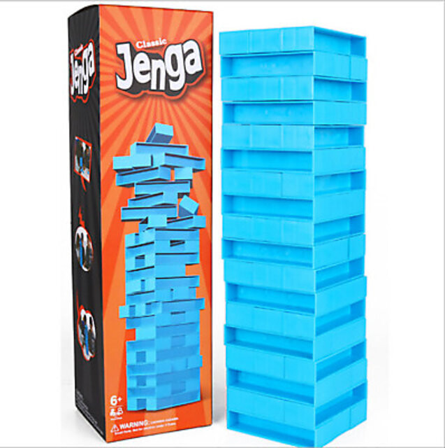 Classic Jenga 54 plastic Blocks Blue, for kids Aged 6+