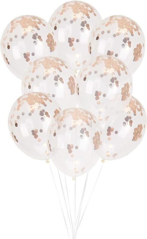 Party Balloons 8pcc prefilled confetti balloons pack 4 Orange balloons and 4 clear pre-filled balloons