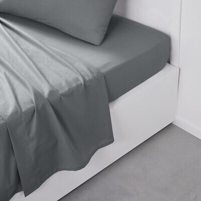 Cozy Bedsheets, plain colored 4pcs Flat sheet polycotton king size 230x260cms (Grey)