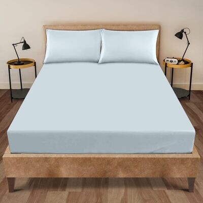 Cozy Bedsheets, plain colored 4pcs Flat sheet polycotton & Pillow cases king size 230x260cms (Blue)