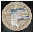 Party Plates 9&quot; Round Disposable Plate with 3 Partitions - Biodegradable, Made of Sugar Cane Bagasse, Color Light Brown | Pack of 20pcs