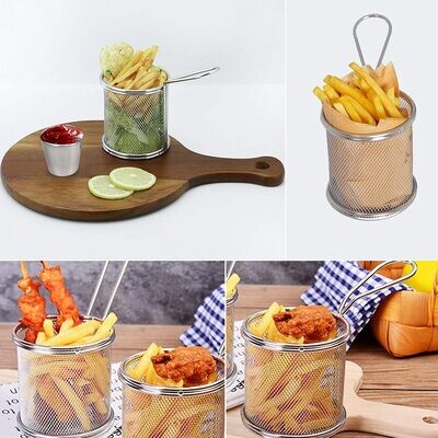 Fries Baskets, Stainless French Fries Basket D:9.5cm H:10cm