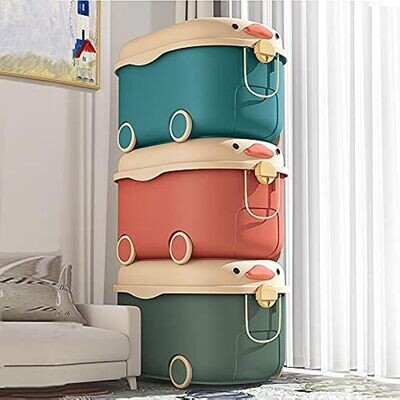 Kids Toy box storage with wheels, Large stackable organizer storage 40x30x20cm , kids colors for books, Toys