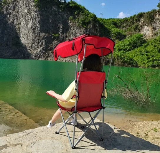 Fishing & Camping Chair with Canopy and Cup Holder - Portable and