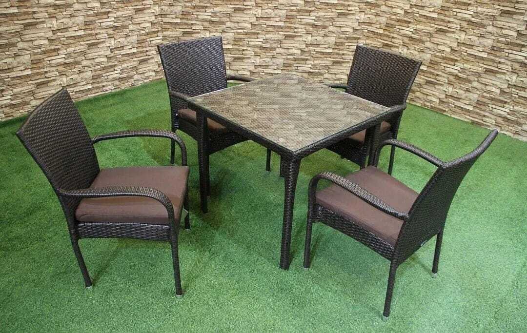 Patio Porch Furniture Set - 5-Piece Wicker Chairs and Table Ensemble