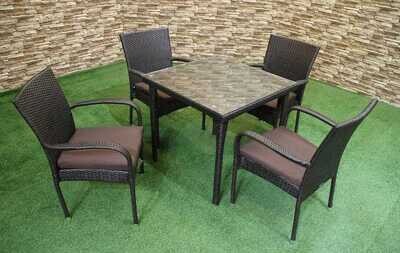 Patio Porch Furniture Set - 5-Piece Wicker Chairs and Table Ensemble