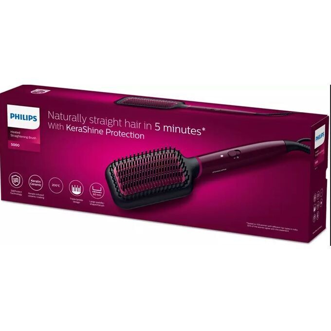 Philips Heated Straightening Brush BHH730/03 Naturally Straight Hair in 5 Minutes