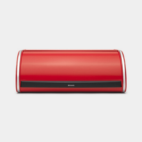 Brabantia Roll Top Bread Basket Box (Red Passion) Large Front Opening Flat Top Bread Box, Fits 2 Loaves, Ideal for Kitchen Counter