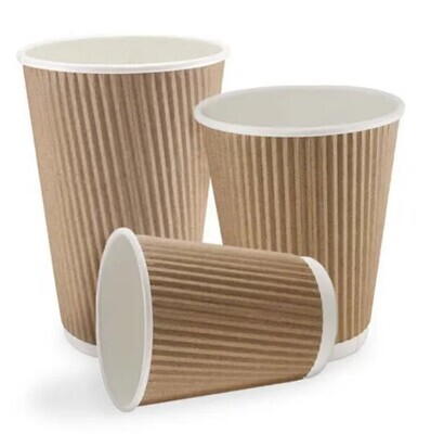 ST-Kraft Ripple Cups with lids 16 oz - Pack of 25 PCS 475 ML) | Brand: Super Touch