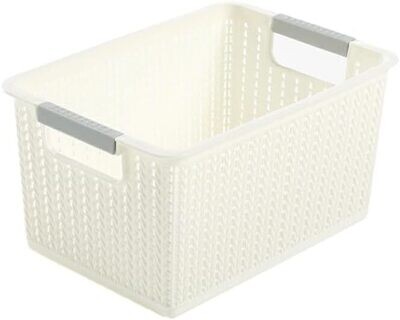 Stackable Storage Basket - Durable Plastic Organizer for Bedroom Or Any Room Made of Durable Plastic Bedroom Organizer, White, Medium 31*23*17cm #2087