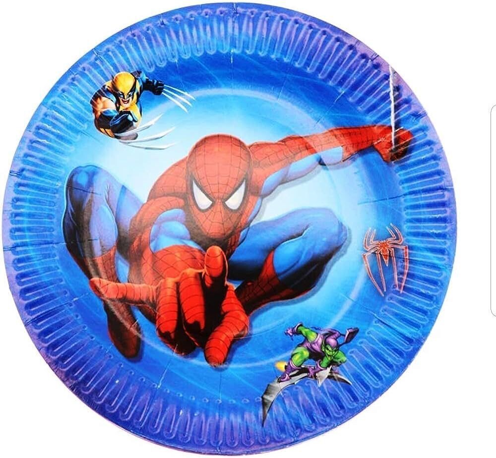 Spiderman Theme Disney Cartoon Birthday Party plates - Set of 10