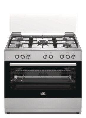 Simfer 9507WEI 5 Gas Professional Cooker with Multifunctional Electric Oven - Half Inox + FREE Apron & Mitten Set