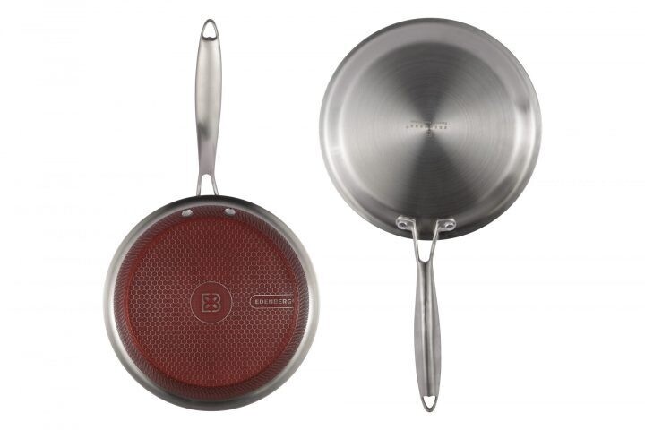 Edenberg Pancake fry pan 24cm Crepe Tri-Ply Stainless Steel induction friendly Cookware EB-14008 SUS-304/SUS430