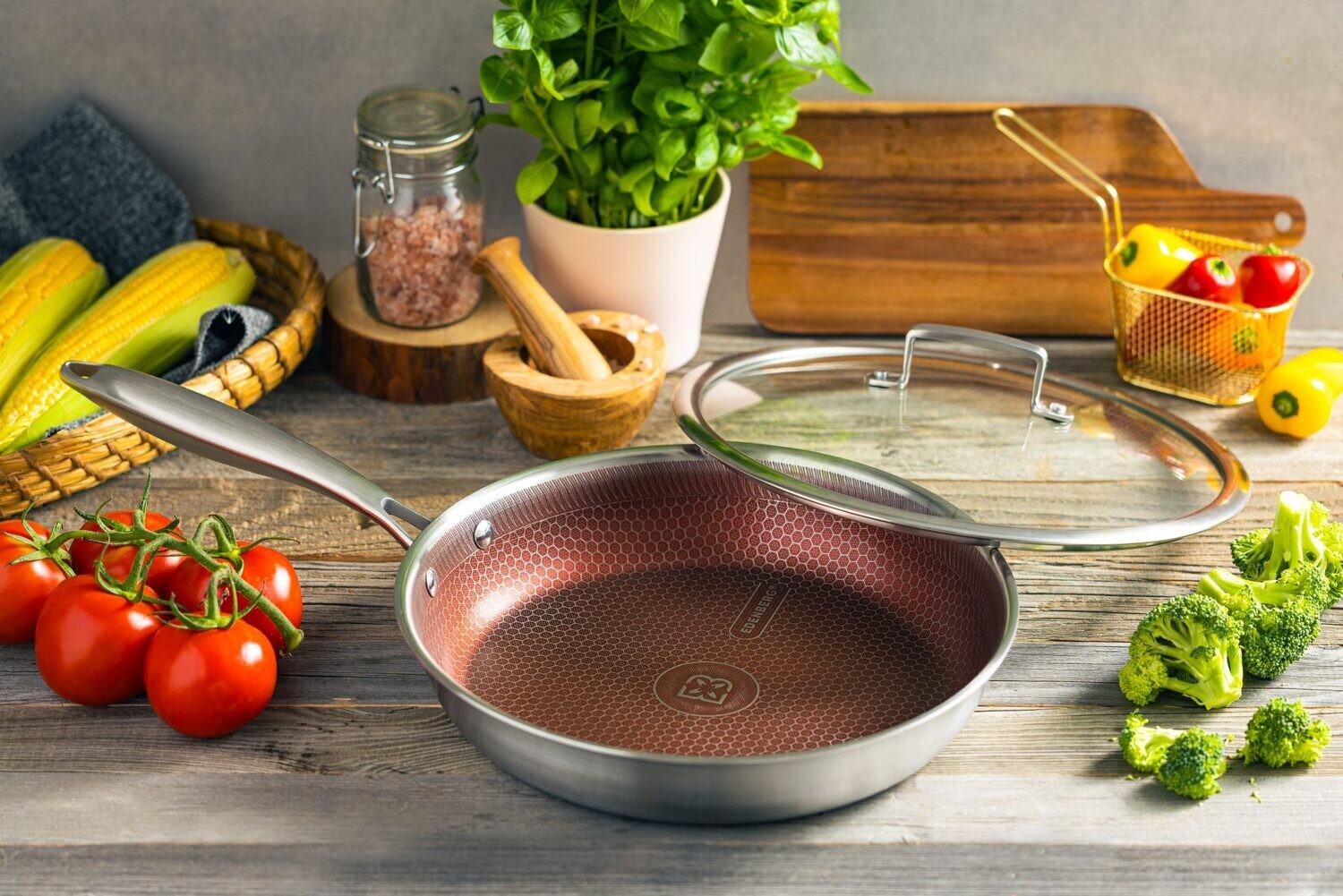 Edenberg Deep Fry Pan 26m Tri-Ply Stainless Steel induction friendly Cookware EB-14155 SUS-304/SUS430
