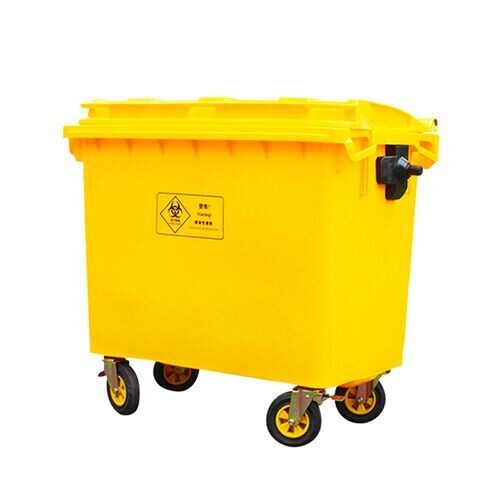 Four-Wheeled 660L Yellow Medical Garbage Truck - Efficient Waste Management Solution Model 660L-MT-WD-YW