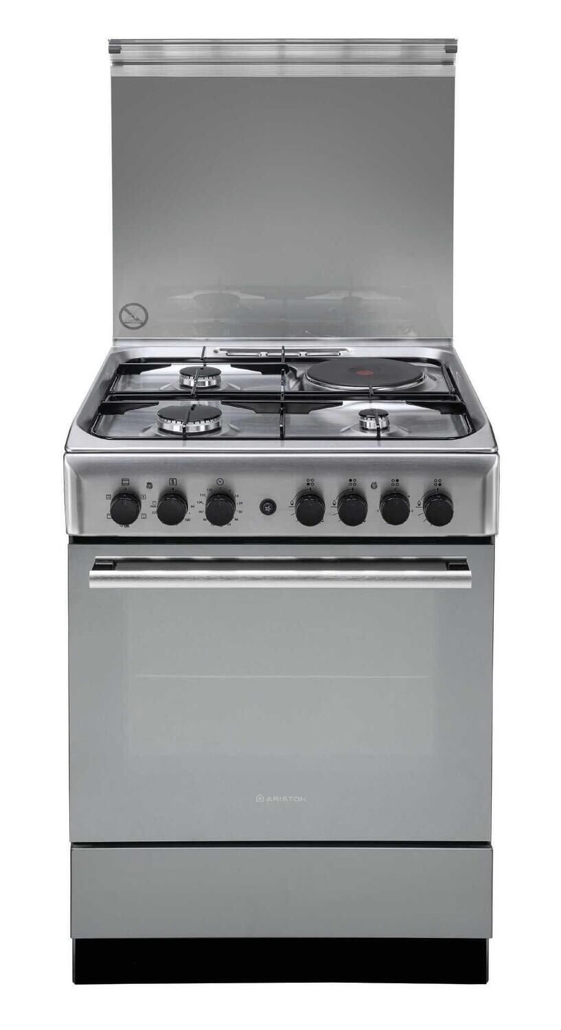 Ariston A6MSH2F(X) 3 Electric + 1 Gas Cooker - Stainless Steel - Culinary Versatility in Style
