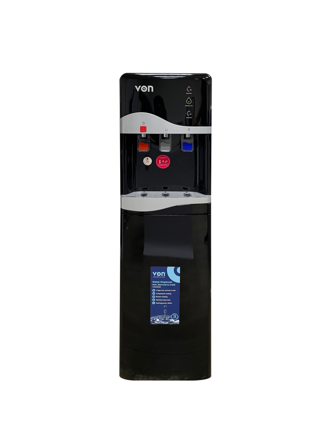 Von VADL2304K Bottom Loading Water Dispenser - Compressor Cooling - Black