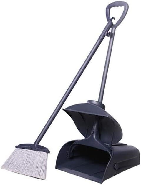 Vintage-Style Broom and Dustpan Set with Extra Long Handle - Windproof Design, Multi-Function H1132