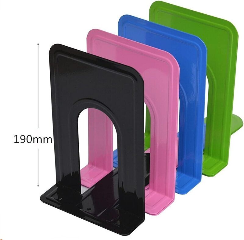 Adjustable L-Shaped Book Ends for Shelves - 1 Pair Bookends, Desktop Book Holder, Office Accessories Pink 9inch