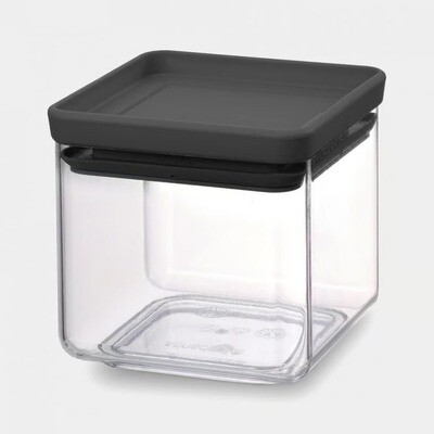 Brabantia Tasty+ Stackable Plastic Canister with Silicone Rim Cover - 700ml Dark Grey