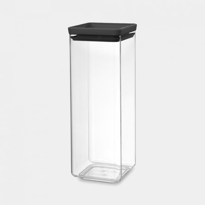 Brabantia Tasty+ Stackable Plastic Canister with Silicone Rim Cover - 2.5L Dark grey