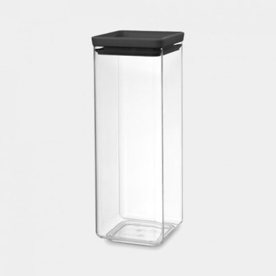 Brabantia Tasty+ Stackable Plastic Canister with Silicone Rim Cover - 2.5L Dark grey