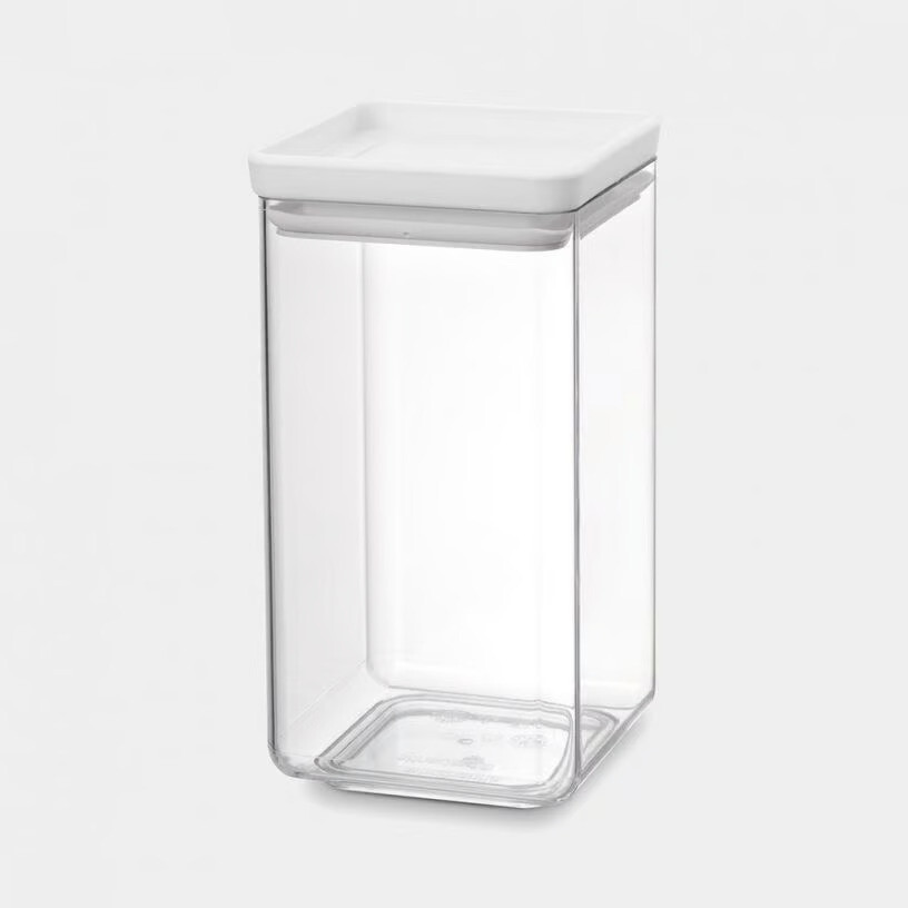 Brabantia Tasty+ Stackable Plastic Canister with Silicone Rim Cover - 1.6L Light Grey