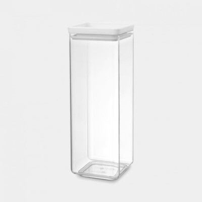 Brabantia Tasty+ Stackable Plastic Canister with Silicone Rim Cover - 2.5L Light grey