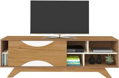 Artely Coral TV Table for 60 Inch TV, Freijo Brown with Off White - W 180 cm x D 41.5 cm x H 58 cm