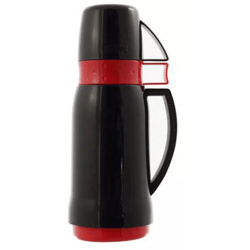 Thermos Flask Glass vacuum insulated Flask 1.0L #39-100 Black