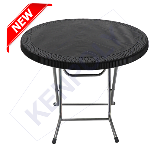 Kenpoly Folding Table 3009 Bamboo Finish with Metal Legs - Black