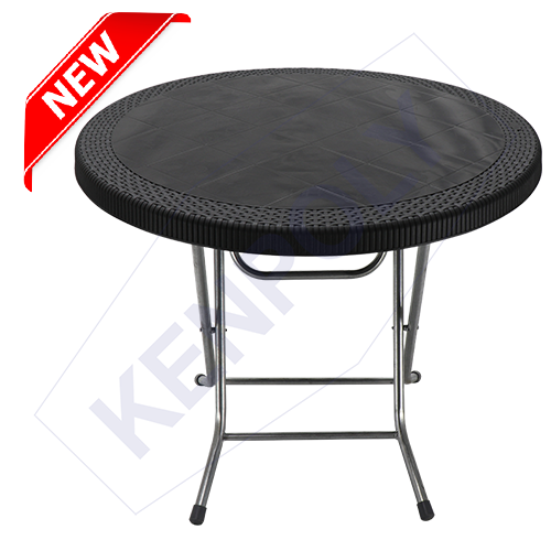 Kenpoly Folding Table 3009 Bamboo Finish with Metal Legs Black