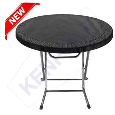 Kenpoly Folding Table 3009 Bamboo Finish with Metal Legs - Black