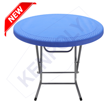 Kenpoly Folding Table 3009 Bamboo Finish with Metal Legs - Blue