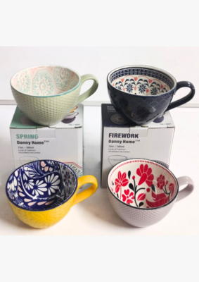 Breakfast Cup Porcelain mug  400ML Milk Cup Oatmeal Cup, Multi-style Large-capacity Water Cup 1pc #model G