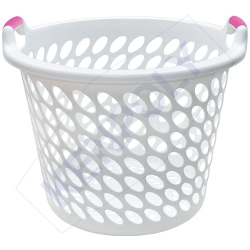 Kenpoly Laundry Basket No. 3 Plastic & Open - Top Width 58x Height 46cm (Available in Blue, Pink, Purple, Green, White, and Silver)