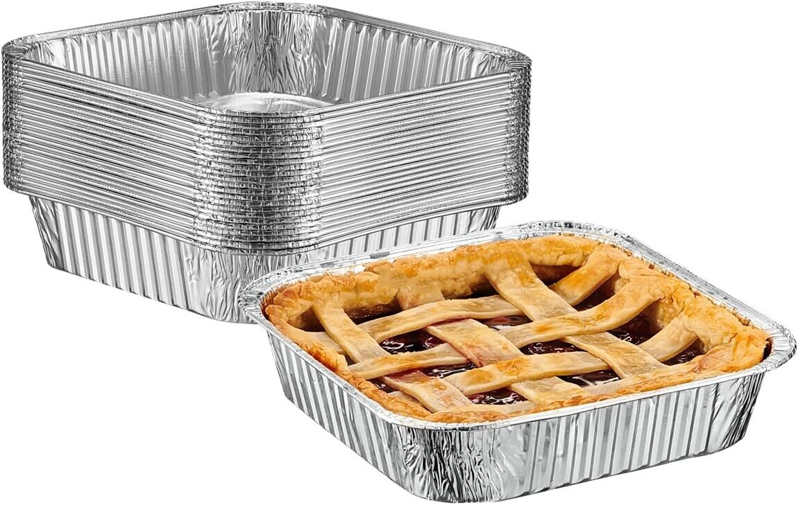 Aluminium food Containers 10pcs 450ml (145x120x47mm) with Lids for Baking, Grilling, outdoor serving,| Food Prepping 420cc