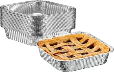 Aluminium food Containers 10pcs 450ml (145x120x47mm) with Lids for Baking, Grilling, outdoor serving,| Food Prepping 420cc
