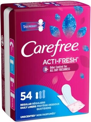 Carefree Body Shape Regular Unscented,54-count Panty Liners