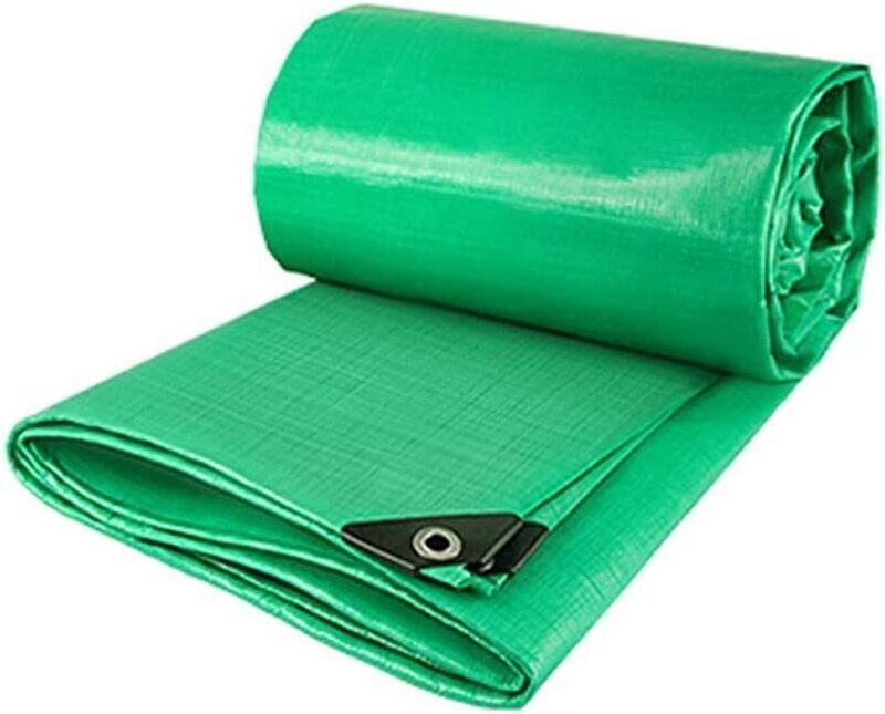 Green Tarpaulin 9m x 2.9m with Poles and Rope Complete Weather Protection