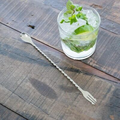Spiral Bar Spoon - 13&#39;&#39; Small, Right Hand, Stainless Steel - Cocktail Stirring Spoon