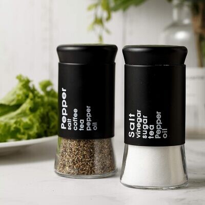 Color-Coded Stainless Steel Salt Shaker Set with Glass Bottom
