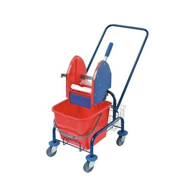 Single Trolley for Cleaning - Powder Coated with 20 L Bucket. Made in Turkey